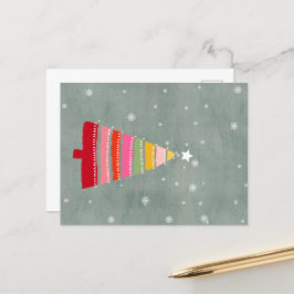 手絵を描クリスマスツリー シーズンポストカード
