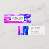 手絵を描ストライプ絵を描質桃色ブルー スキニー名刺 (正面/裏面)