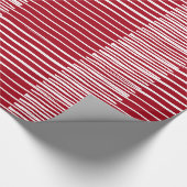 手絵を描ストライプ、格子模様、赤&白クリスマス ラッピングペーパー (角)