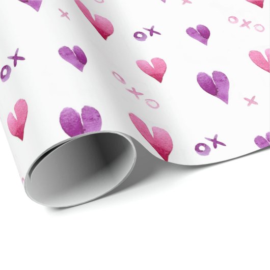 手絵を描ハートXおよびOパターン(の模様が)ある ラッピングペーパー (ロールコーナー)