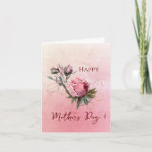 手絵を描バラ母の日 シーズンカード (正面)