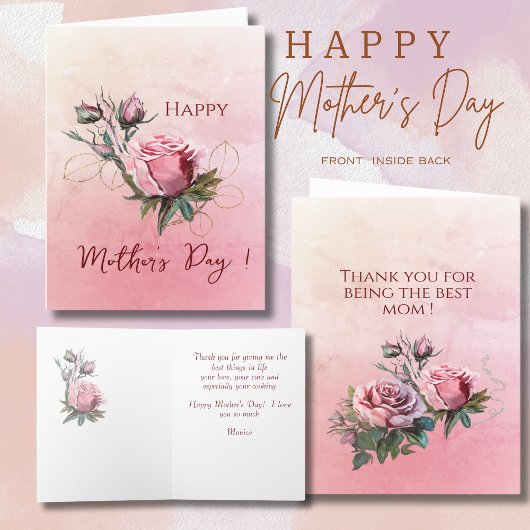 手絵を描バラ母の日 シーズンカード