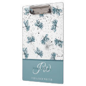 手絵を描パーソナライズされた青フローラ クリップボード (左)