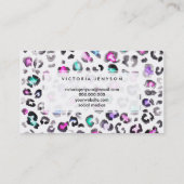 手絵を描ヒョウ印数々の刷の水色 名刺 (裏面)