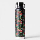 手絵を描ピンク花花柄–23498 ウォーターボトル (背面)