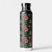 手絵を描ピンク花花柄–23498 ウォーターボトル (左面)