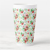 手絵を描ピンク花花柄–23498 カフェラテマグ (正面)