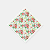 手絵を描ピンク花花柄–23498 スタンダードカクテルナプキン (角)