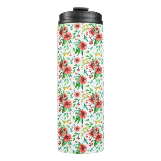 手絵を描ピンク花花柄–23498 タンブラー (正面)