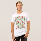 手絵を描ピンク花花柄–23498 トライブレンドＴシャツ (正面全面)