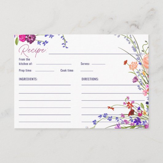 手絵を描フローラブライダルシャワーレシピ エンクロージャーカード (正面)