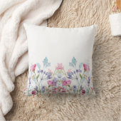 手絵を描フローラプリント クッション (ブランケット)
