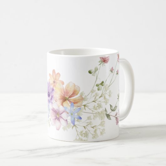 手絵を描フローラプリント コーヒーマグカップ (正面右)