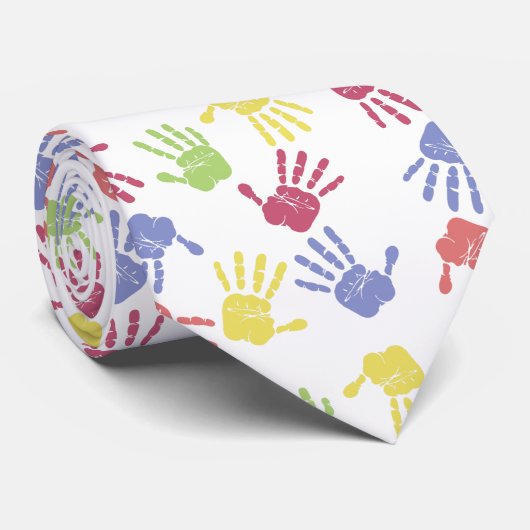 手絵を描プリントホワイト ネクタイ (ロール)