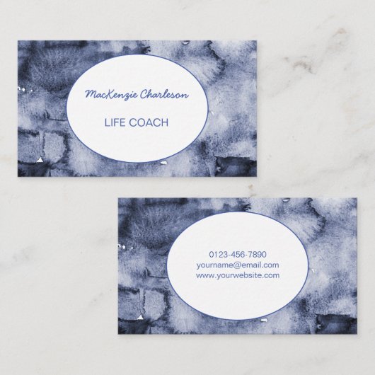 手絵を描モダン青ウォーター色抽象芸術ブシン 名刺 (正面/裏面)