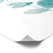 手絵を描ユーカリ葉水色 ポスター (角)