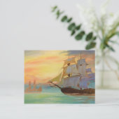 手絵を描入り帆船航海の術 ポストカード (スタンド正面)