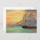 手絵を描入り帆船航海の術 ポストカード (正面/裏面)