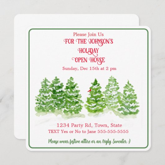 手絵を描冬の木がGをパーソナライズ 招待状 (正面/裏面)