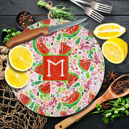 手絵を描夏の果柄 カッティングボード