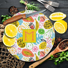 手絵を描夏の果柄 カッティングボード
