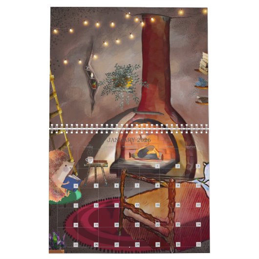 手絵を描子ブックイラストレーション2025 カレンダー (1月 2026)