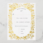 手絵を描小花フローラ枠Rsvp 箔シーズンポストカード (正面)