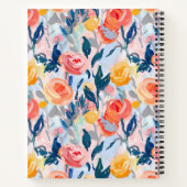 手絵を描抽象芸術フローラパーソナライズされた青 ノートブック (裏面)