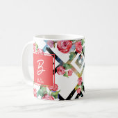 手絵を描抽象芸術水彩花ガール コーヒーマグカップ (正面左)