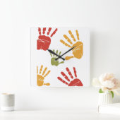 手絵を描掌 スクエア壁時計 (ホーム)