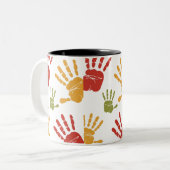 手絵を描掌 ツートーンマグカップ (正面左)