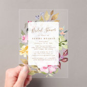 手絵を描春フローラブライダルシャワー アクリル招待状 (インサイチュ (ポータブル))
