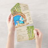 手絵を描水の色オ素朴ールド結婚・メキシコ オールインワン招待状 (貼ってはがせる)