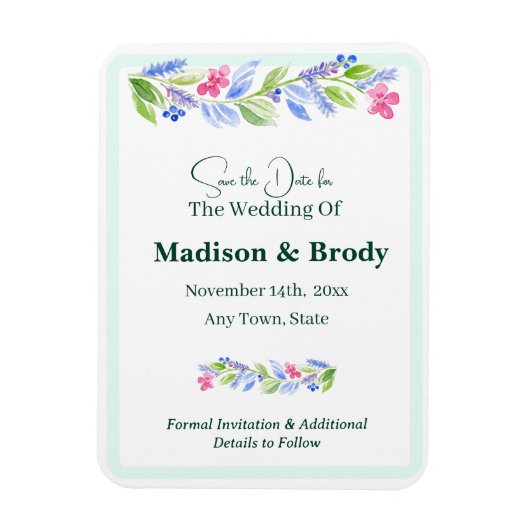 手絵を描水の色フローラ保存日付 マグネット (縦)