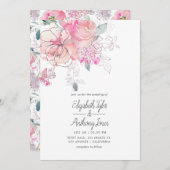 手絵を描水カラーフローラ結婚ズ 招待状 (正面/裏面)