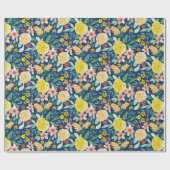 手絵を描水フローラパターン(の模様が)ある包み ラッピングペーパー (フラット)