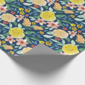 手絵を描水フローラパターン(の模様が)ある包み ラッピングペーパー (角)