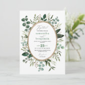 手絵を描水彩植物緑結婚園 招待状 (スタンド正面)