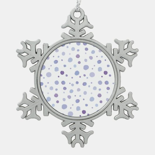 手絵を描水玉模様 スノーフレークピューターオーナメント (正面)