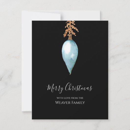 手絵を描水色のユニークシンプルクリスマス シーズンカード (正面)