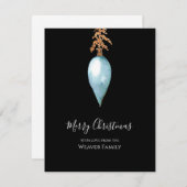 手絵を描水色のユニークシンプルクリスマス シーズンカード (正面/裏面)