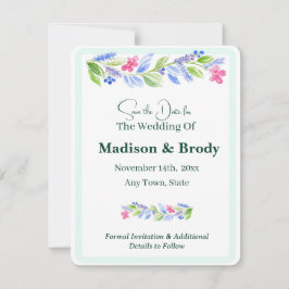 手絵を描水色の花DATE写真を保存