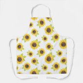 手絵を描水色ひまわり模様 エプロン (正面)