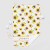 手絵を描水色ひまわり模様 ゴルフタオル (インサイチュ)