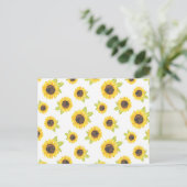 手絵を描水色ひまわり模様 ポストカード (スタンド正面)