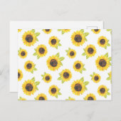 手絵を描水色ひまわり模様 ポストカード (正面/裏面)