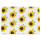 手絵を描水色ひまわり模様 ラージペーパーバッグ (正面)