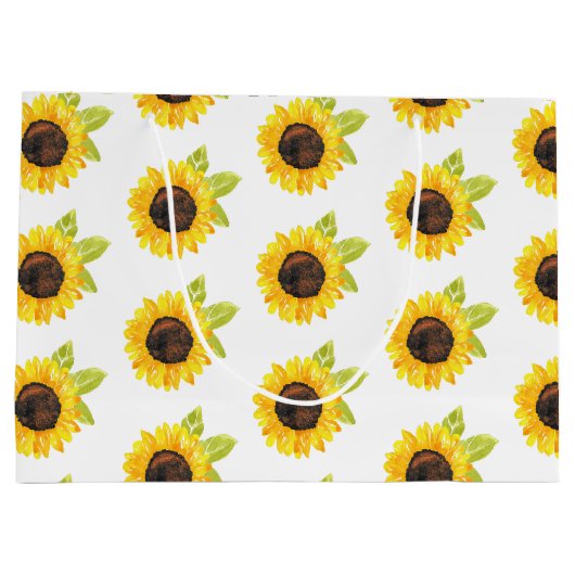 手絵を描水色ひまわり模様 ラージペーパーバッグ (裏面)