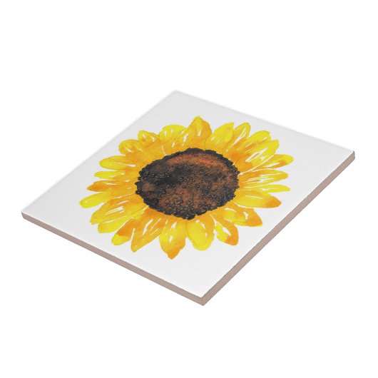 手絵を描水色ひまわり2 タイル (側面)