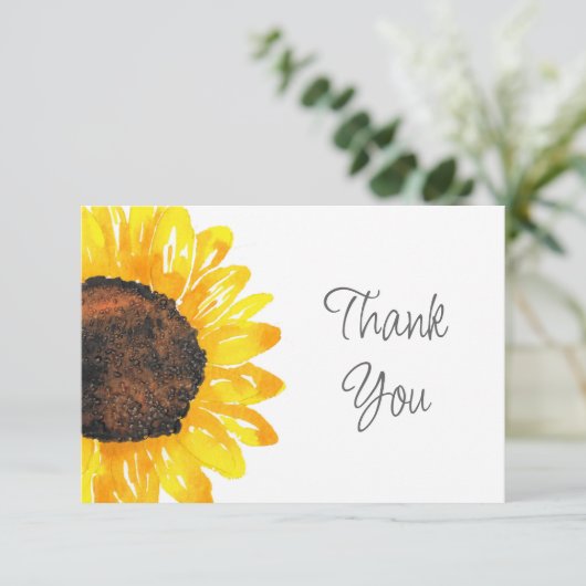 手絵を描水色ひまわり サンキューカード (スタンド正面)